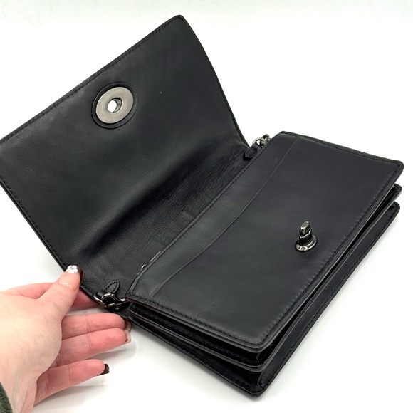 Coach 1941 Foldover Chain Clutch Crossbody Quilted Striped 27091 - Picture 9 of 16